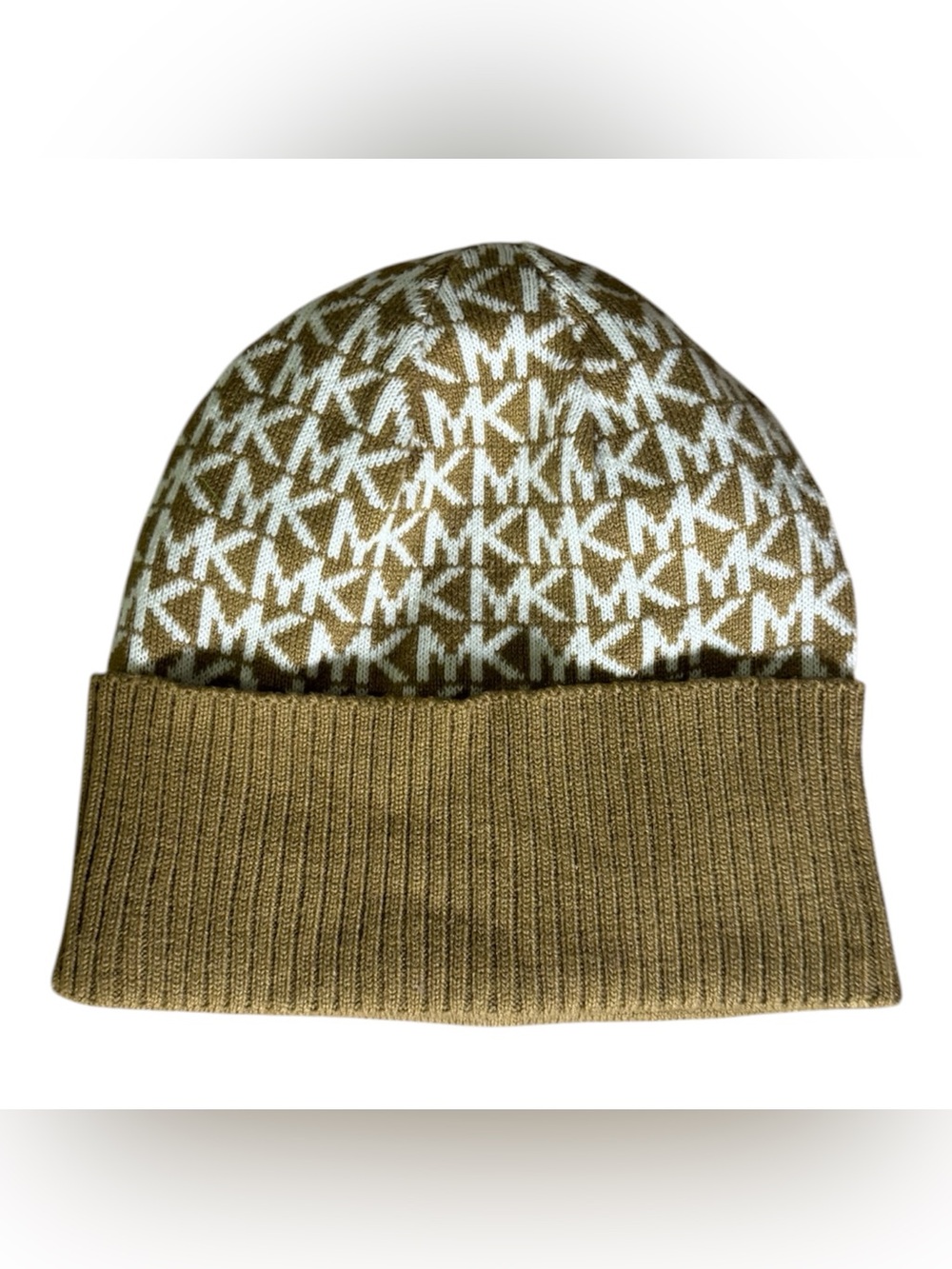 MICHAEL Michael Kors Tan and White MK Logo Beanie